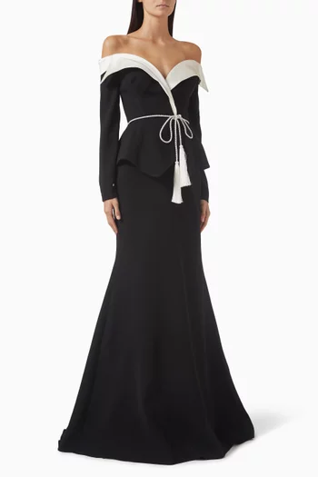 Canda Off-shoulder Gown in Crepe