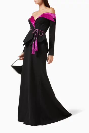 Canda Off-shoulder Gown in Crepe