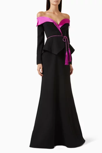 Canda Off-shoulder Gown in Crepe