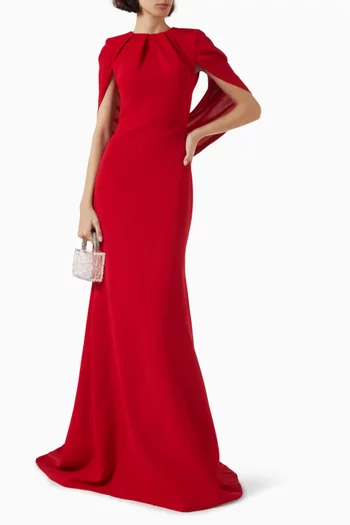 Silvana Open-back Gown in Crepe