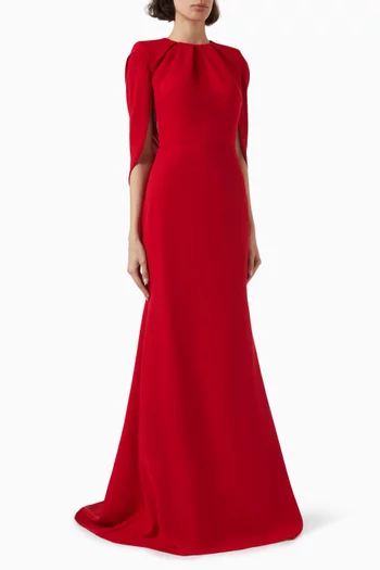 Silvana Open-back Gown in Crepe