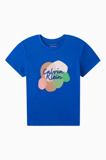 تي شيرت بطبعة شعار الماركة قطن