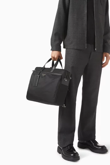 Two-way Briefcase in Re-Nylon & Saffiano Leather