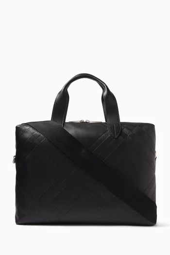 Checked Briefcase in Leather