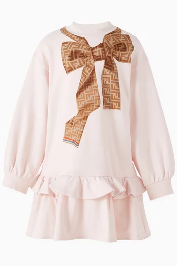 FF Bow Sweatshirt Dress in Cotton-fleece