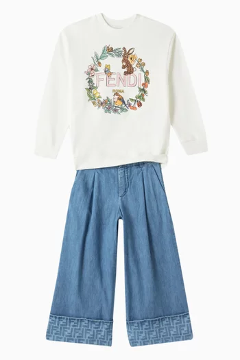 Floral Logo Sweatshirt in Cotton
