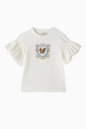 Squirrel Logo Ruffled T-shirt in Cotton