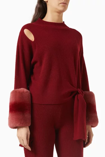Tie Detail Cuff Sweater in Wool-cashmere