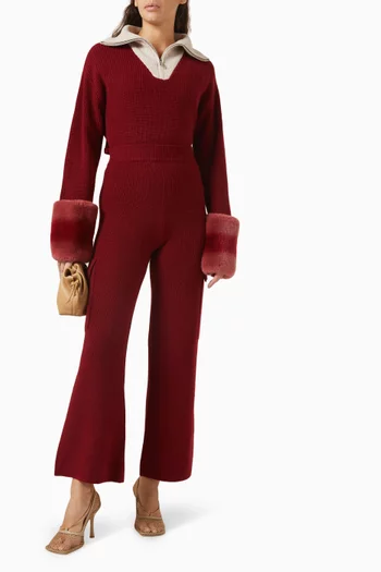 Zip-up Collar Cuffs Sweater in Wool-cashmere