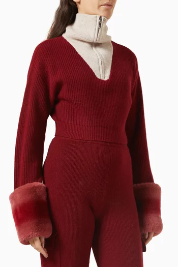Zip-up Collar Cuffs Sweater in Wool-cashmere