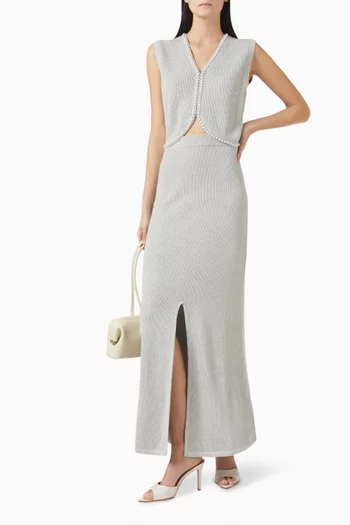 Embellished Cropped Waist Coat in Cotton-knit
