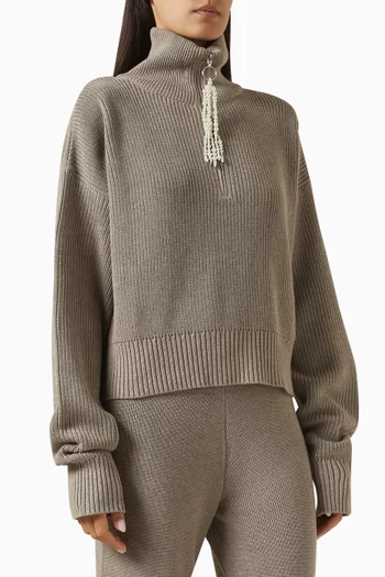 Zip-up Tassel Sweater