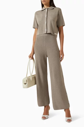 Embellished Button Cropped Cardigan in Cotton