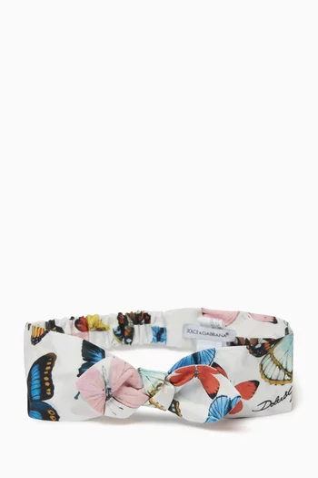 Butterfly-print Headband in Cotton-poplin