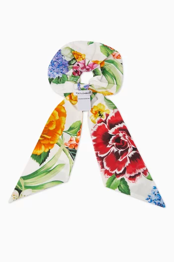 Floral-print Scrunchie in Cotton-poplin