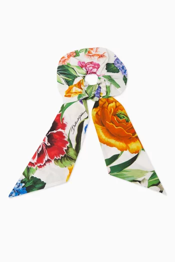 Floral-print Scrunchie in Cotton-poplin