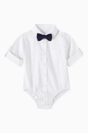 Button-down Bow Shirt Romper