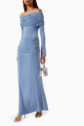 Mia Draped Off-shoulder Dress in Single-jersey