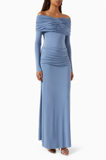 Mia Draped Off-shoulder Dress in Single-jersey