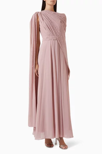Embellished Draped Gown
