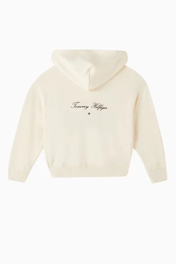 Varsity Relaxed Zip-thru Hoodie in Stretch Cotton