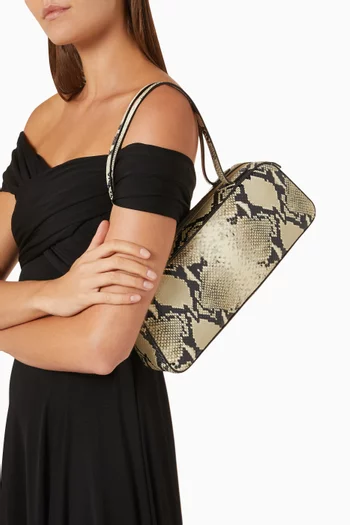 Simona Shoulder Bag in Python-embossed Calf Leather