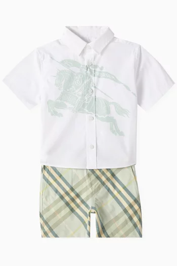 شورت برمودا بنقشة مربعات قطن بوبلين