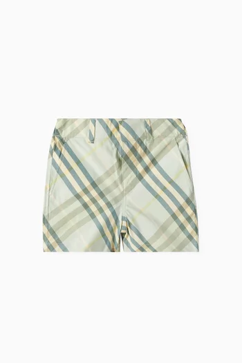 شورت برمودا بنقشة مربعات قطن بوبلين