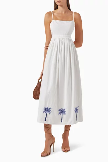 Isadora Embroidered Midi Dress in Cotton-blend