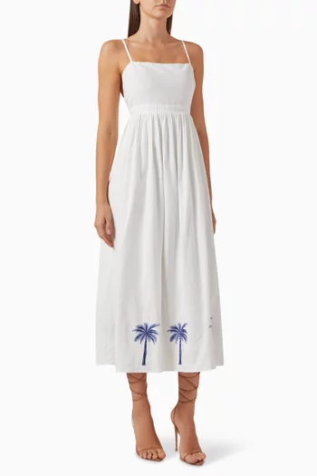 Isadora Embroidered Midi Dress in Cotton-blend