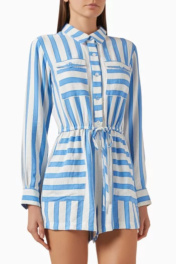 Nimue Stripe Playsuit in Viscose-blend