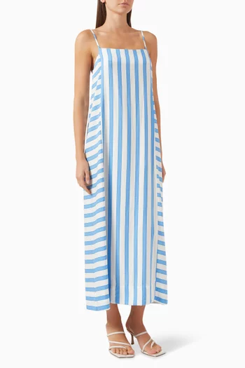 Nimue Stripe Midi Dress in Viscose-blend