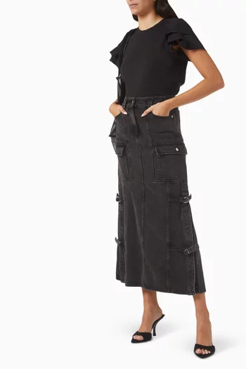 Combo Drape T-shirt in Cotton-blend