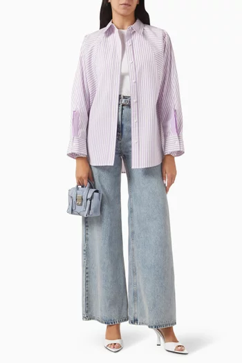 Cascade-sleeve Stripe Oversized Shirt in Cotton-blend
