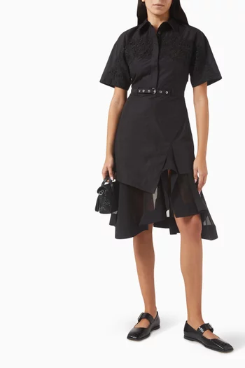Cascade Hem Shirt Dress in Cotton-blend