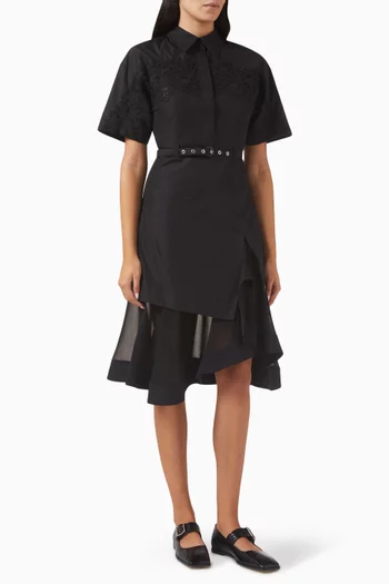 Cascade Hem Shirt Dress in Cotton-blend