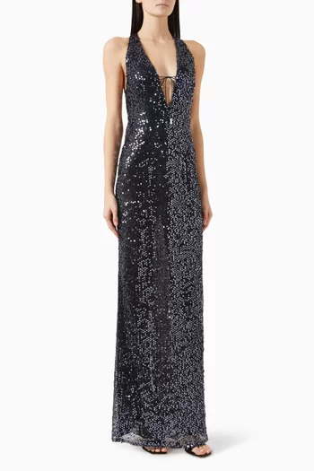 فستان سهرة ايما بظهر مكشوف كريب