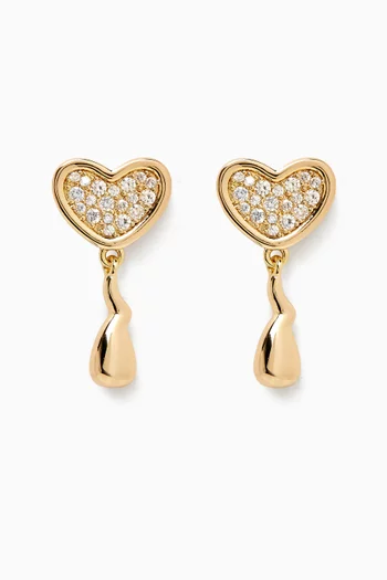 Mini Heart Drop Earrings in 18kt Gold-plated Metal