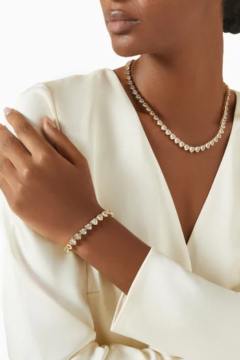 Heart Tennis Bracelet in 18kt Gold-plated Metal