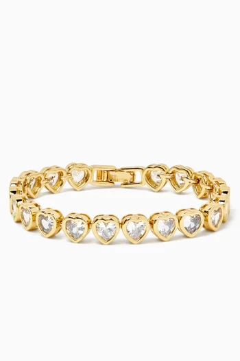 Heart Tennis Bracelet in 18kt Gold-plated Metal