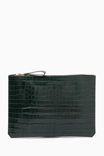 Portfolio Bag in Croc-embossed Leather