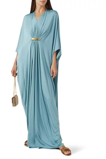 Deep V-neck Kaftan in Viscose-jersey