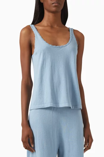 سترة بلا أكمام بحياكة دقيقة مزيج قطن