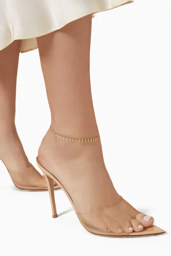 خلخال لومي بحلي متدلية ستانلس ستيل مطلي ذهب