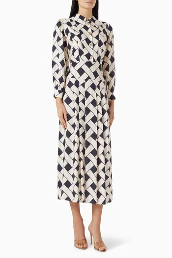 فستان اناليز مزين بنقشة فيسكوز