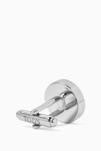 Enamel-inlay Cufflinks in Silver-tone Brass