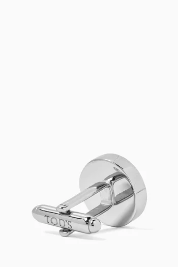Enamel-inlay Cufflinks in Silver-tone Brass