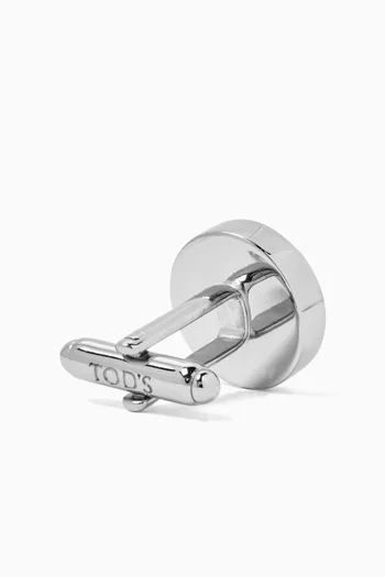 Enamel-inlay Cufflinks in Silver-tone Brass