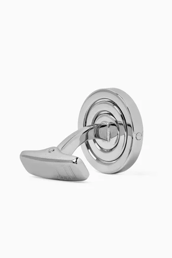 Labradorite Gyro Cufflinks in Rhodium-plated Sterling Silver