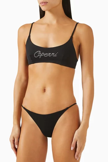 Crystal-logo Bikini Briefs in Nylon